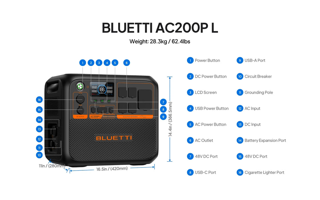 BLUETTI AC200PL +B300K + 2* PV200D Portable Power Station