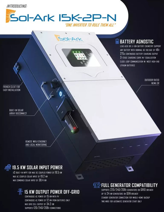 SOL-ARK 15K 48V Hybrid Inverter With Solar Flare & EMP Hardening