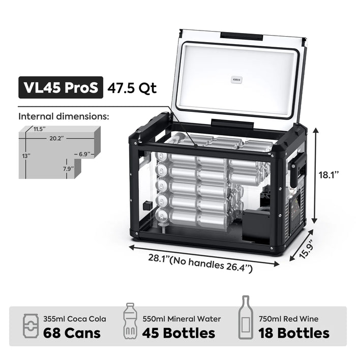 ICECO| 47.5QT VL45ProS Single Zone Portable Fridge Freezer